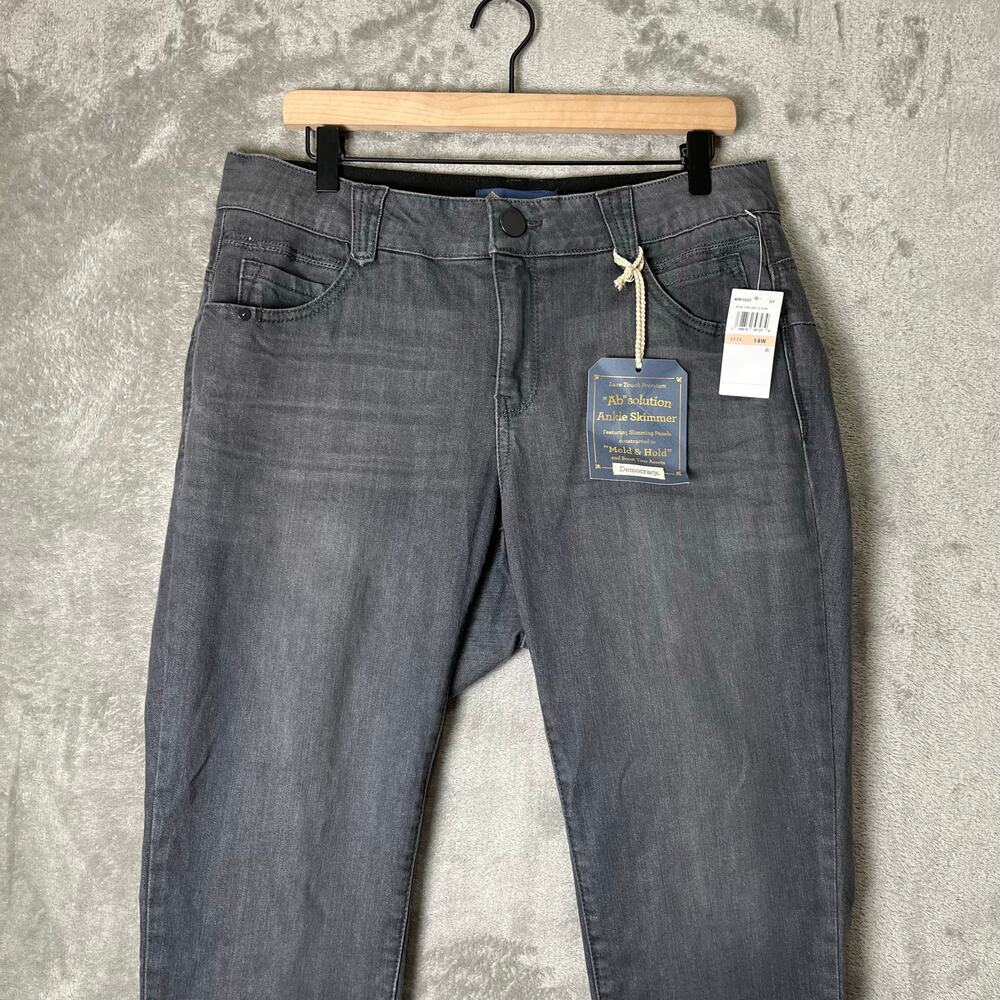 Democracy Ab-solution Ankle Skimmer Jeans Gray Wash 14W Slimming Panels New - Picture 2 of 9